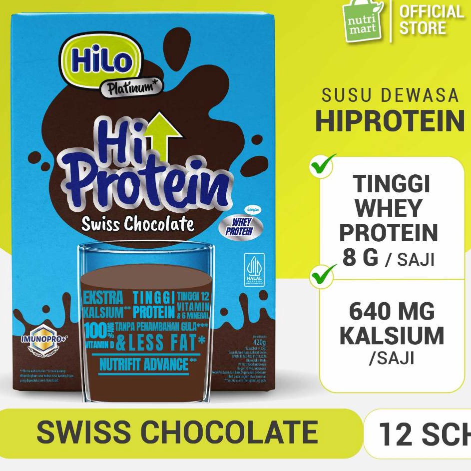 

READY STOK HiLo Platinum Swiss Chocolate 12 Sch Susu Tinggi Kalsium dengan Glukosamin Omega 3