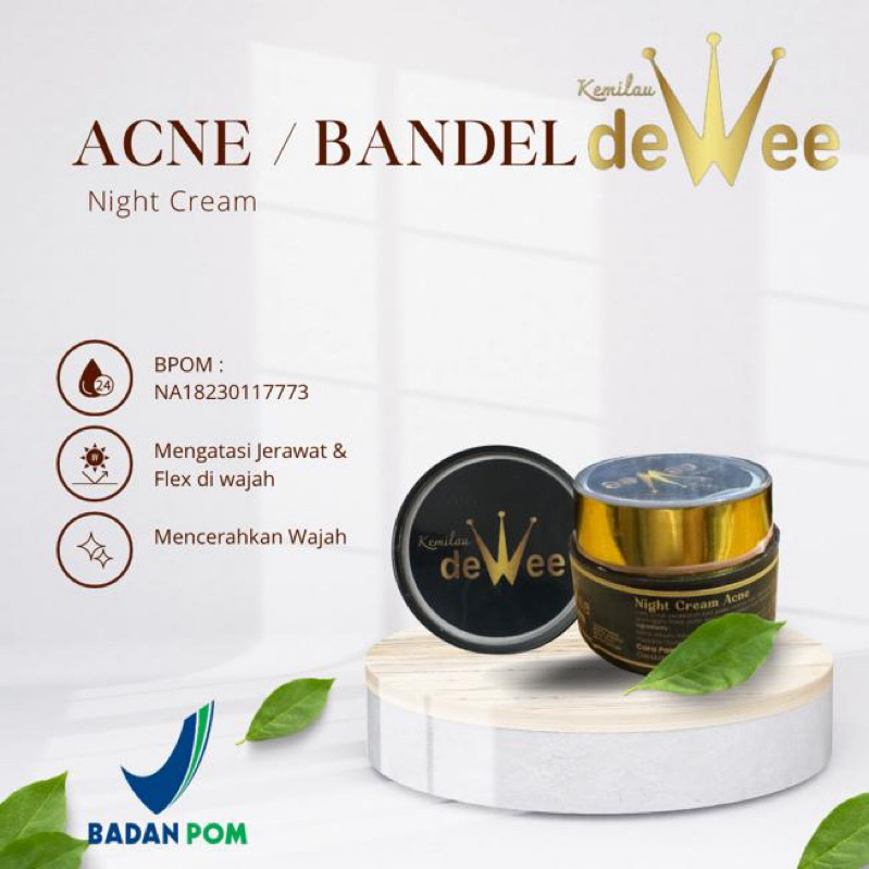 NIGHT CREAM ACNE/BANDEL (kemasan baru) eceran Pemutihan Bebas Alkohol Semua Jenis Kulit Perawatan Wa