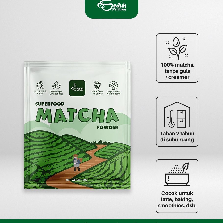 

1111 Seduh Pertama Pure Matcha Powder Original 1 Tanpa Gula Creamer
