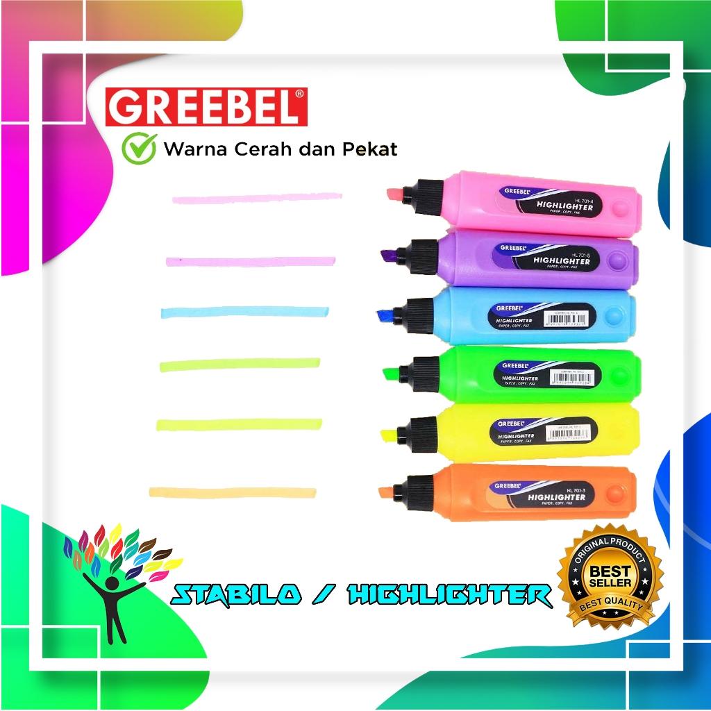 

Stabilo / Highlighter HL-701 COLORS ORIGINAL /Stabilo warna warni/Penanda catatan