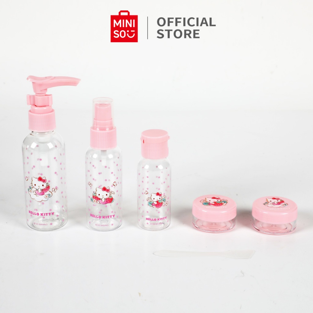 MINISO X Sanrio Strawberry Collection Travel Toiletries 5pcs Travel Organizer Botol Spray