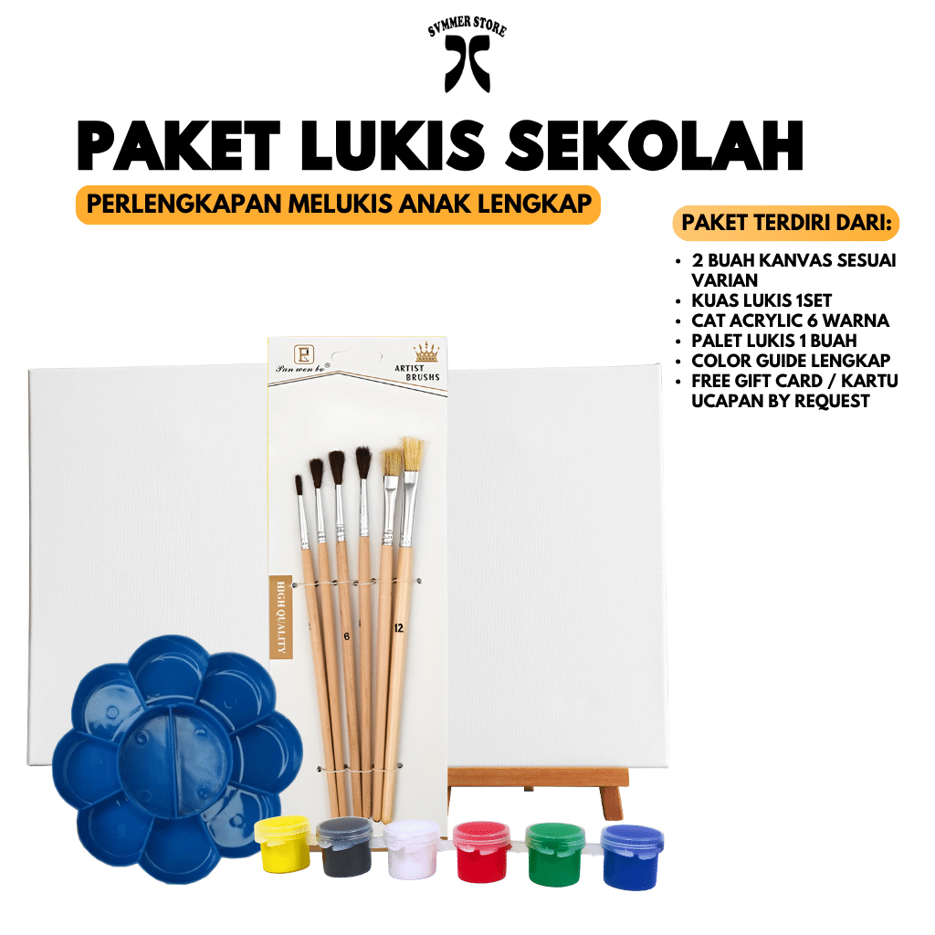 

Paket Lukis Sekolah Kanvas Lukis 30x30 Palet Kuas BRUSH Cat Acrylic Akrilik Easel perlengkepan melukis anak lengkap canvas satu set alat menggambar