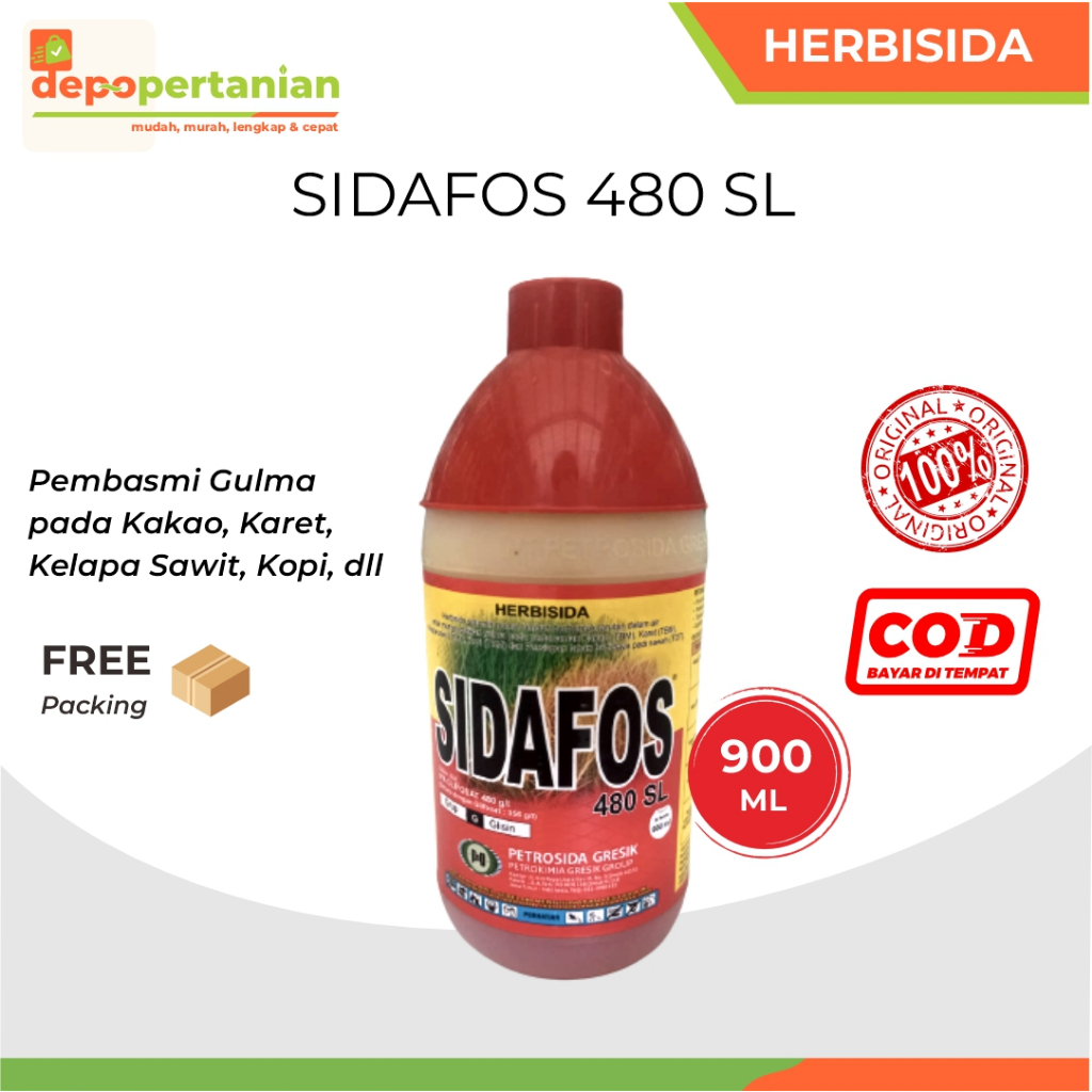 Depo Pertanian - Sidafos 900ml Herbisida Sistemik Obat Rumput Pembasmi Gulma SIDAFOS 480 SL