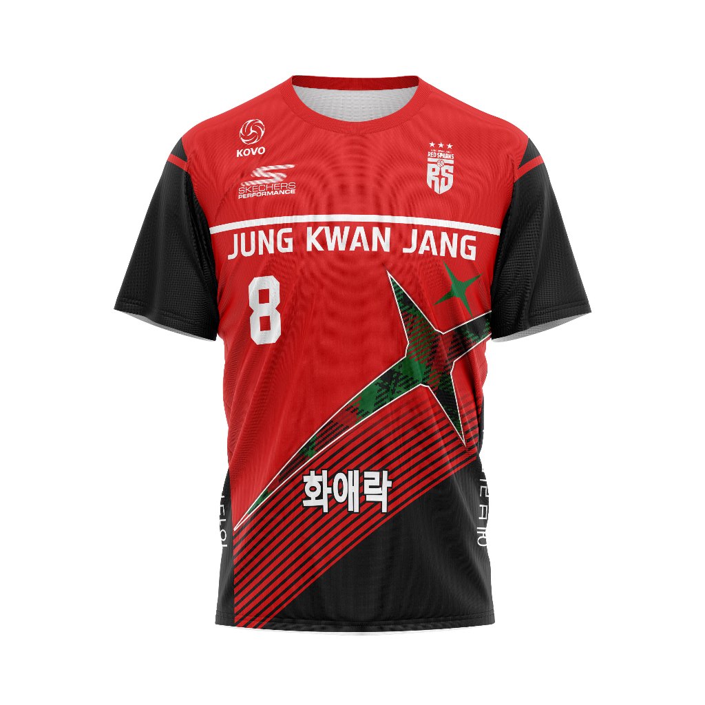 Baju Kaos Jersey Voli Volly Red Sparks Korea Merah Special Christmas Edition Pria Free Custom Nama F
