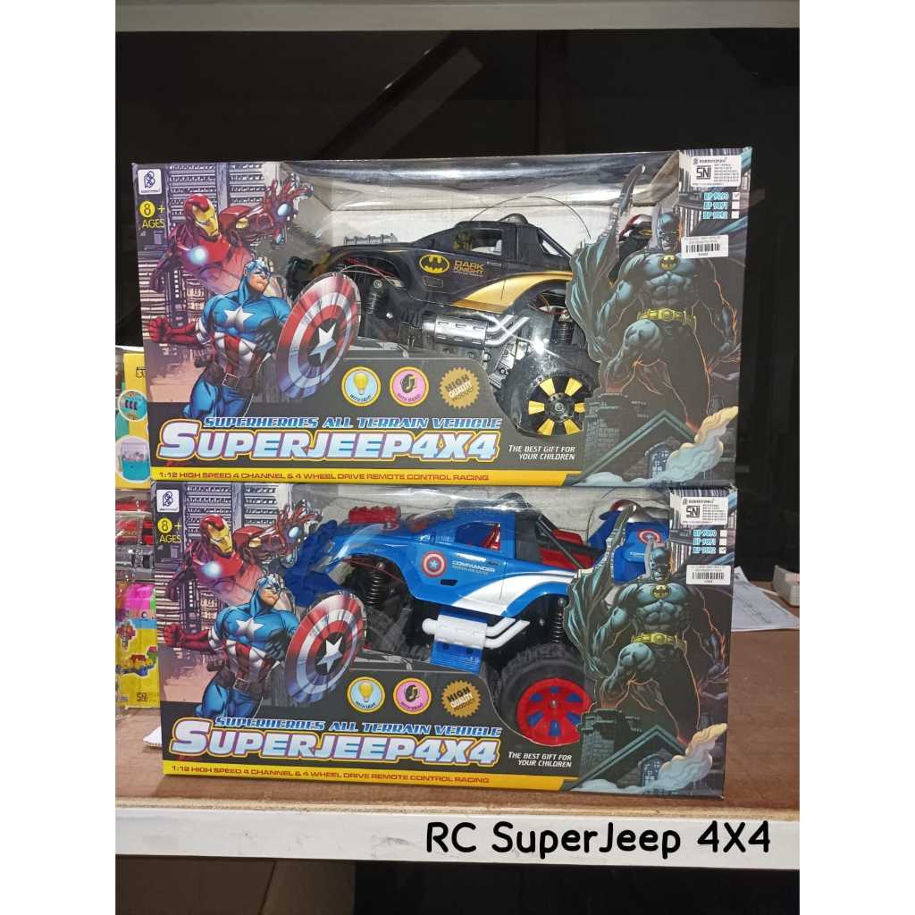 Mainan RC Mobil Super Jeep 4X4 Size Jumbo Remote Control Superheroes Light and Sound