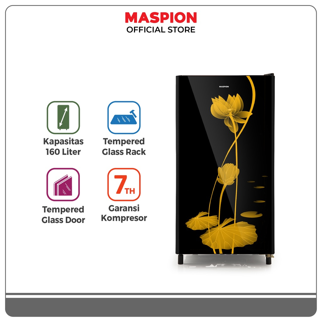 Maspion Kulkas Refrigerator Lemari ES 168 Liter URG-168 NTG-BG