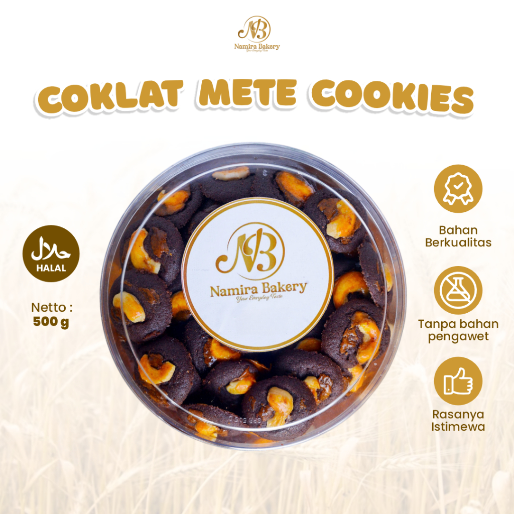 

Kue Kering Biskuit Coklat Mete Cookies Kemasan Toples Bingkisan Lebaran Namira Bakery