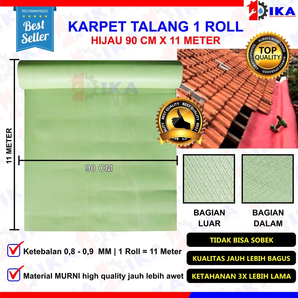 Karpet Talang Air 11 13 15 Meter 90 (Bersih 86cm) Hijau Pabrikan READY 