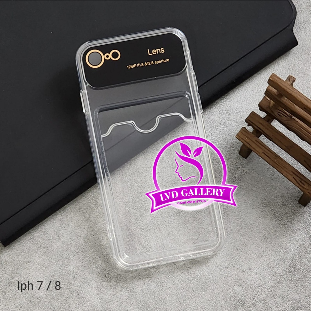 Clear Card Case Big Lens Slot Kartu Case Bening Iphone 7 Iphone 8 Iphone 7 Plus Iphone 8 Plus