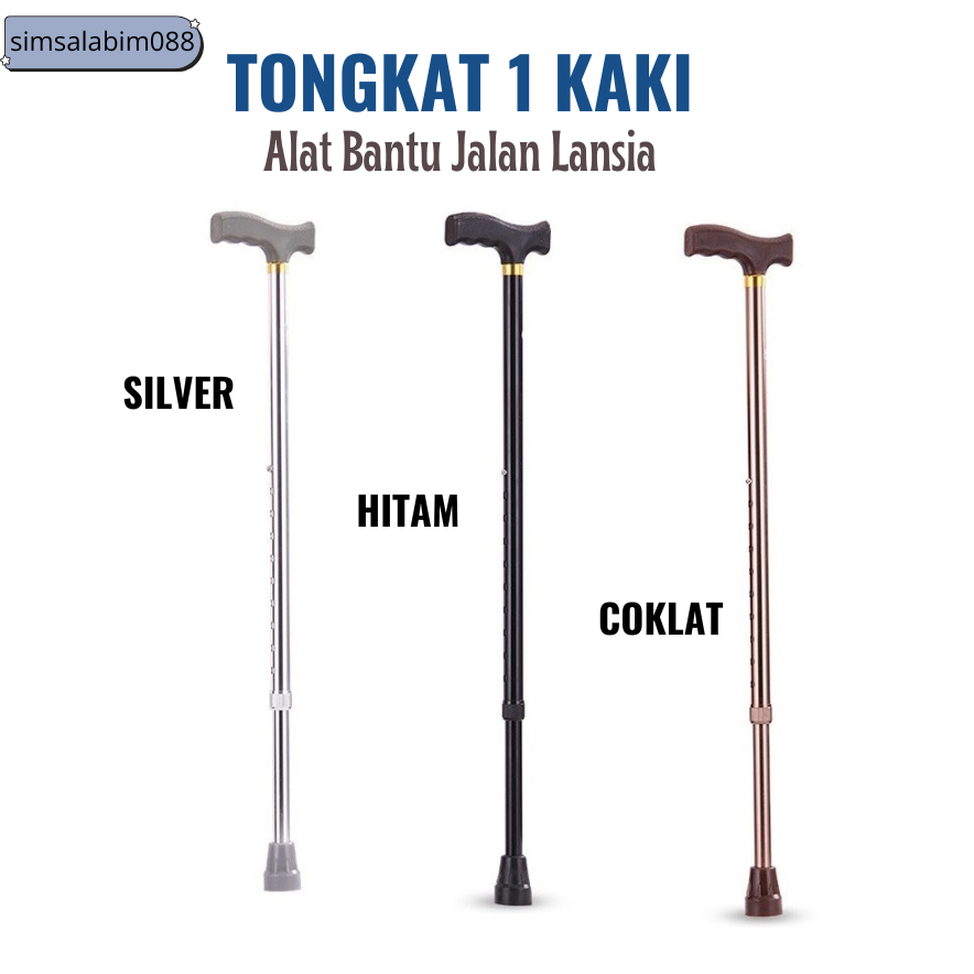 Tongkat  Stainless  1 kaki / Tongkat Jalan / Alat Bantu Jalan