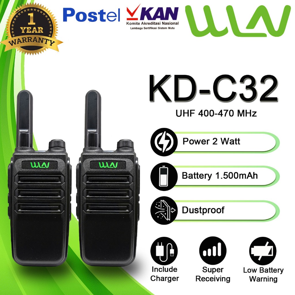 HT WLN KD-C32 BATERAI 3.600mAh ( Frekuensi UHF)  - ISI 2 PCS