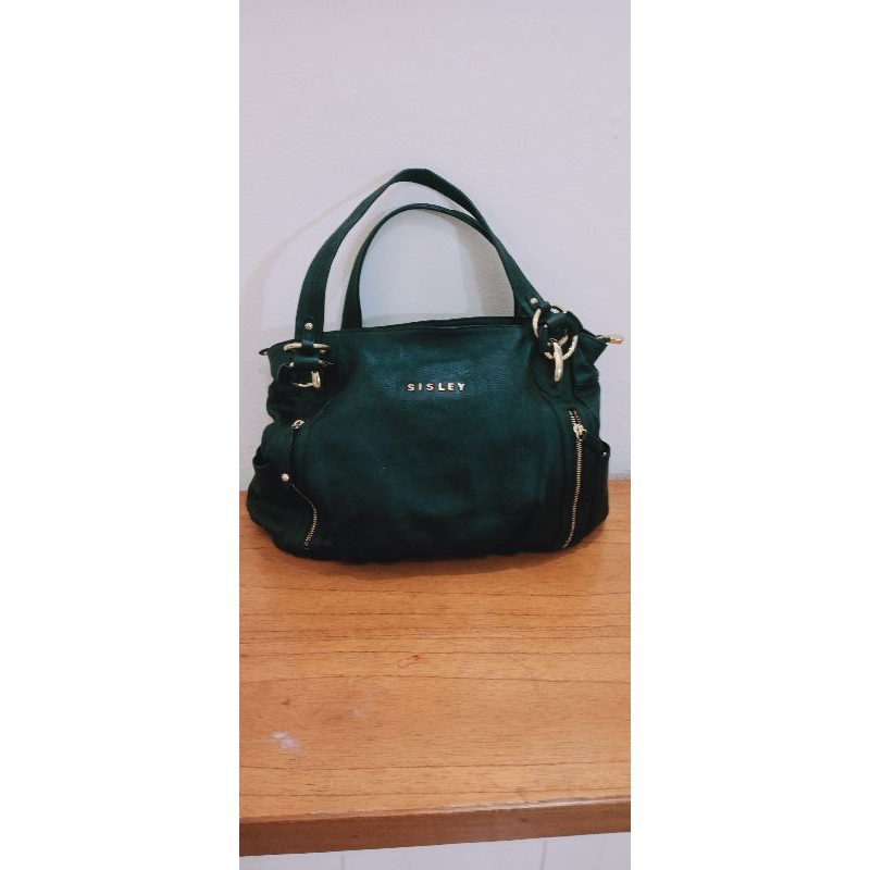 tas Sisley preloved hitam kulit kering, no talpan tas kulman kulit mantul