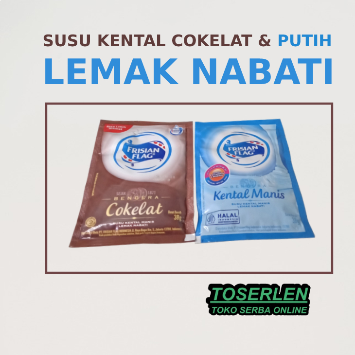 

(2 Buah) Susu Cokelat dan Putih Cair Bendera Setara 1 Gelas/ Susu Kental Manis Frisian Flag Lemak Nabati | Tangerang