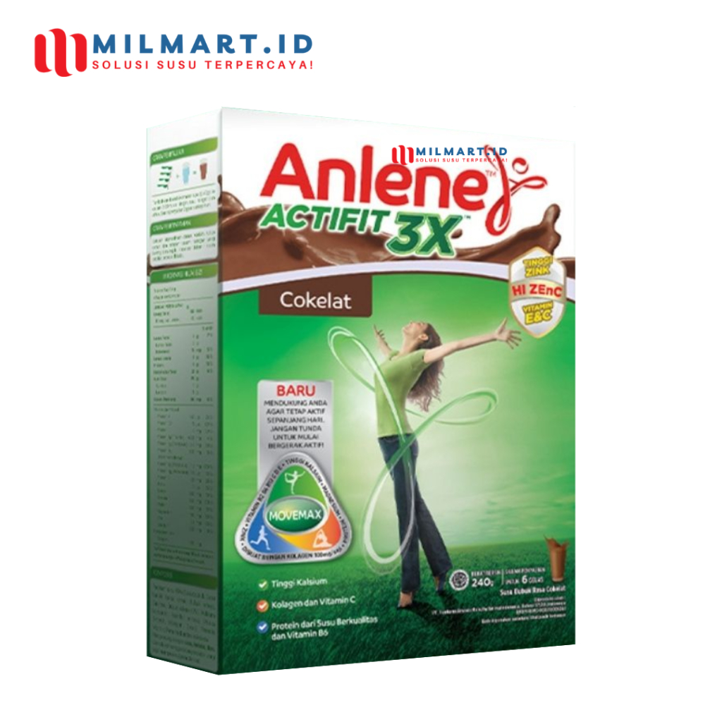 

ANLENE ACTIFIT 3X COKLAT 240 G SUSU NUTRISI SUSU DEWASA SUSU BUBUK COKELAT