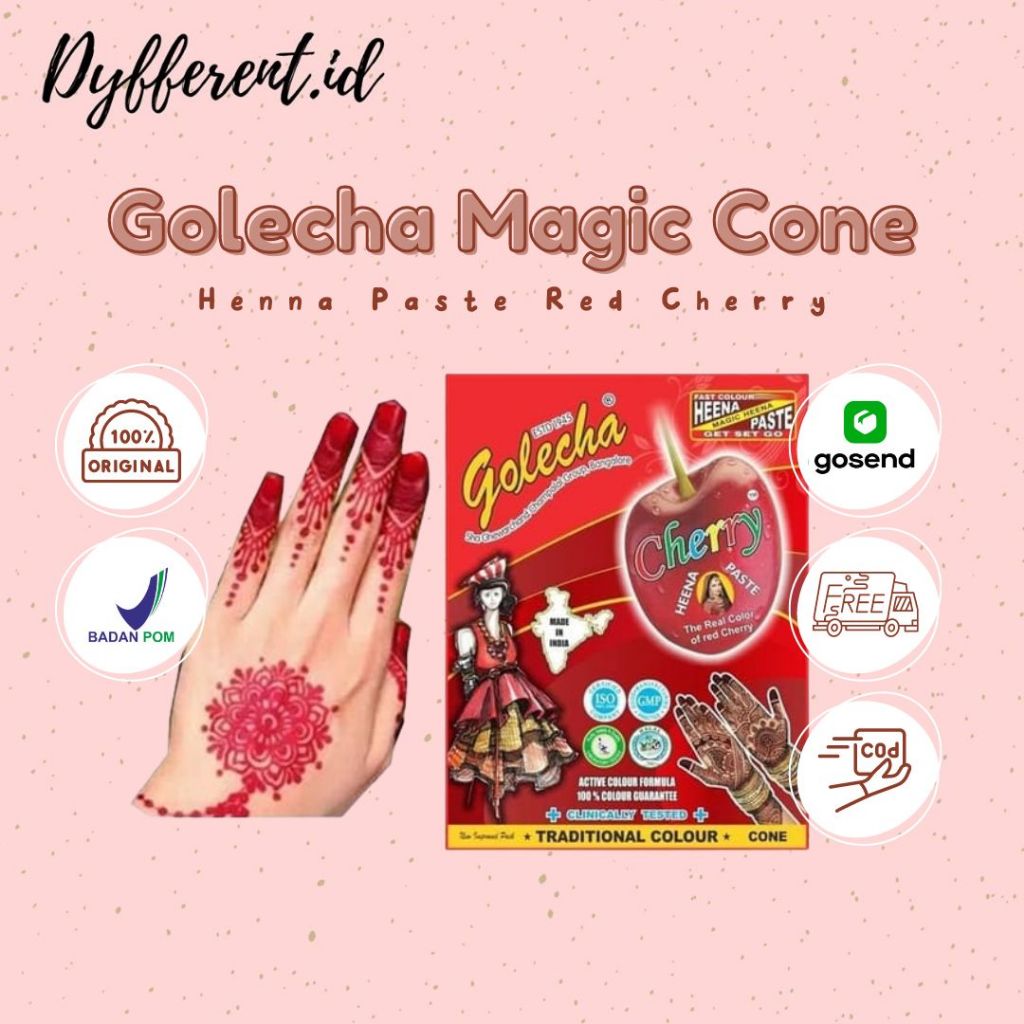Golecha Magic Cone / Heena Henna Paste / Red Cherry / Henna Pengantin Merah Cherry