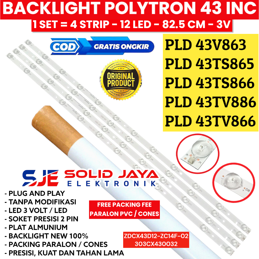 BACKLIGHT TV LED POLYTRON 43 INC PLD 43V863 43TV866 43TS866 43TS865 PLD43V863 PLD43TV866 PLD43TS866 