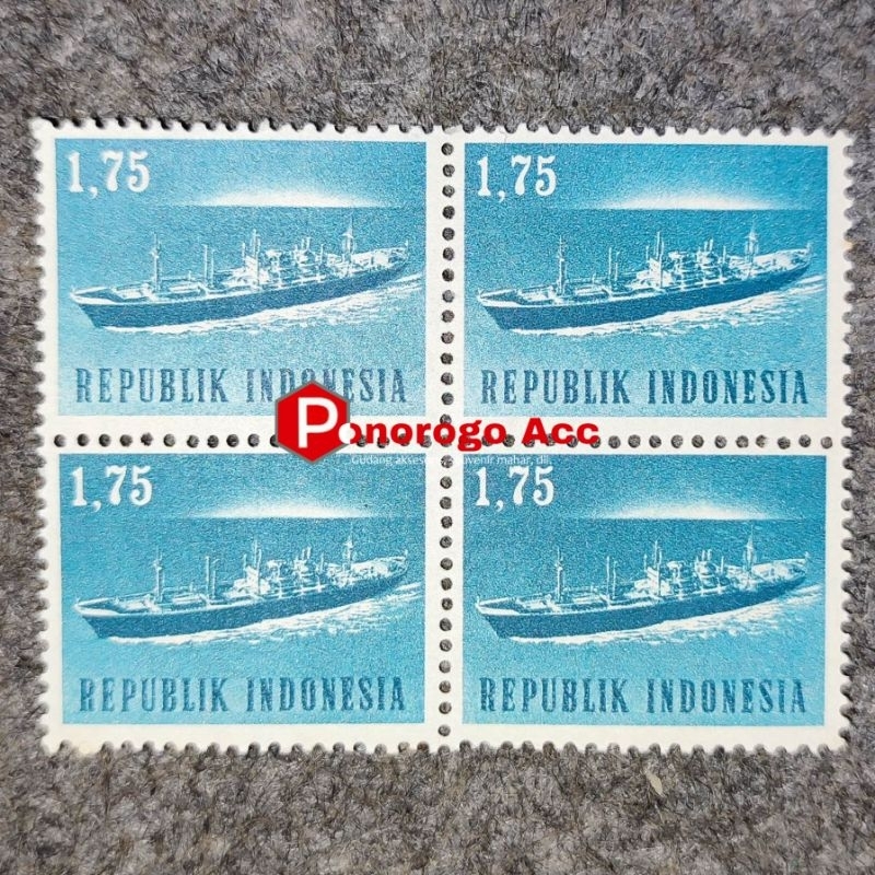 

(GRESS/BARU) Paket perangko lama gambar perahu biru nominal 1,75 masih utuh gandeng 4 perangko belum terpakai