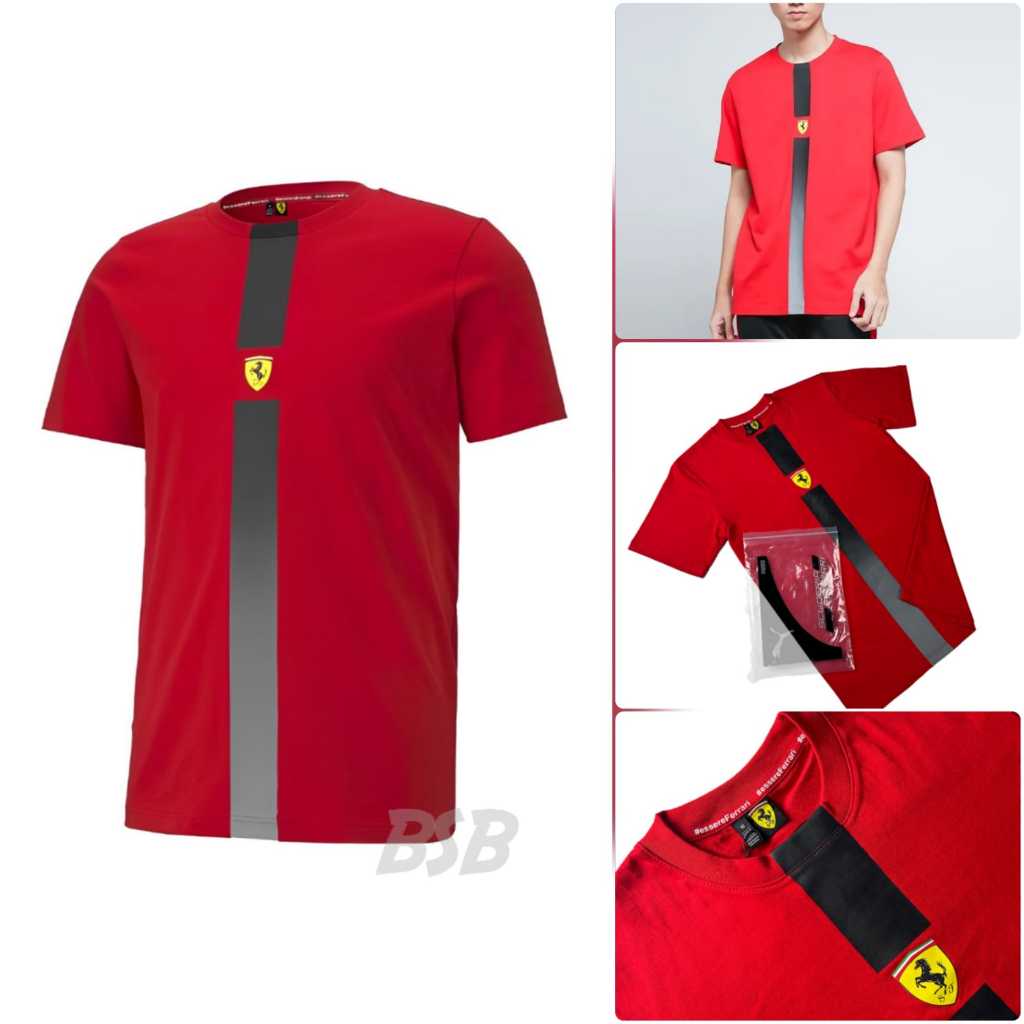 KAOS PRIA MEN FERRARI RACE XTG  RED RACING LENGAN PENDEK GRADE ORIGINAL / KAOS MERAH PREMIUM