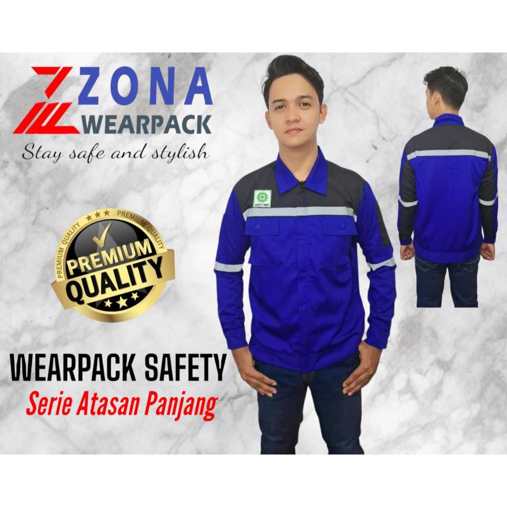 Wearpack safety atasan seragam kerja proyek warna BIRU Kombinasi