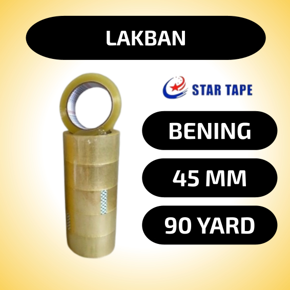 

Lakban Star Tape Startape Clear Bening (Kuning) 45 mm x 90 Yard 2 Inch Lengket Kualitas Terbaik Murah 90YARD 45MM 2INCH Isolasi Selotip Tapeperekat lakbanmurah lakbanopp lakbankualitasterbaik perlengkapankantor