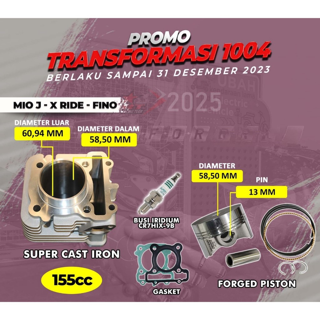 Paket Bore Up BRT Blok piston Set 58.5MM Mio J / Fino Old / Xride / Jupiter Z1 115