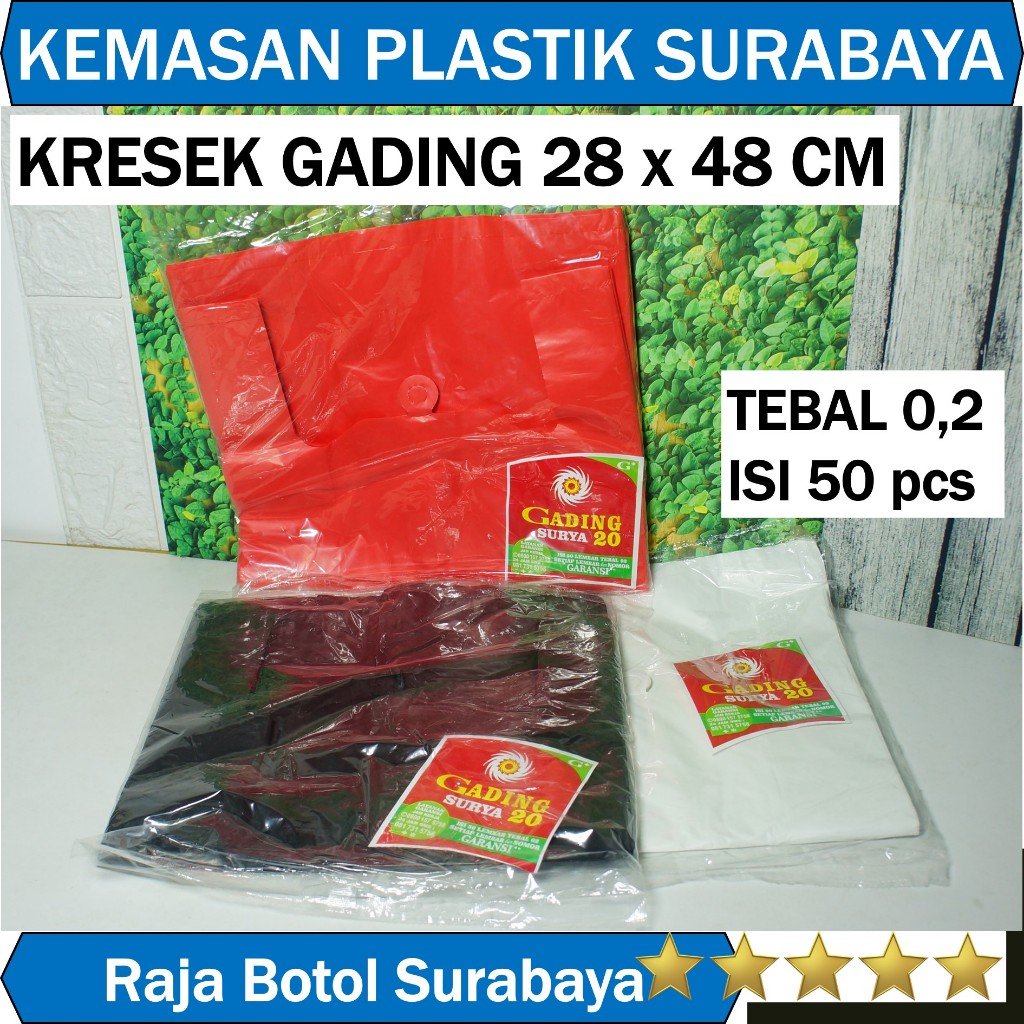 Kresek Gading Surya 28x48 Tebal 02 Kantong Kresek Gading uk 28