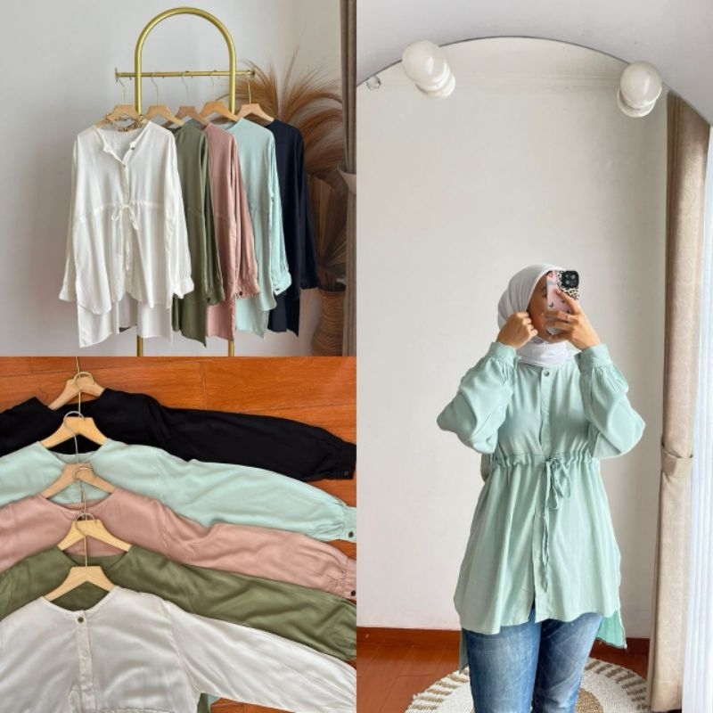 AV-Teza Tops Blouse Rayon Pinggang Kerut Premium (TANYAKAN STOCK DULU)