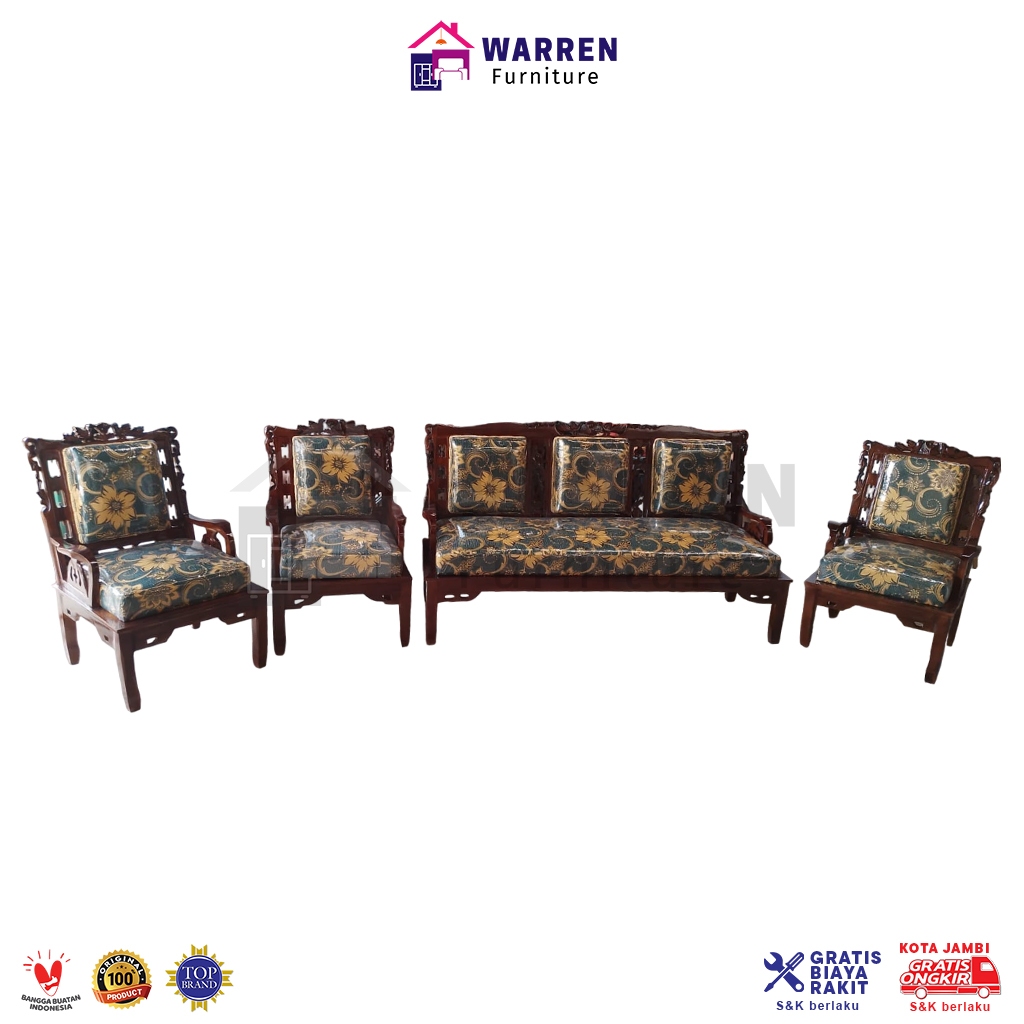 Kursi Tamu / Sofa jati Hongkong 3111 Kain Batik