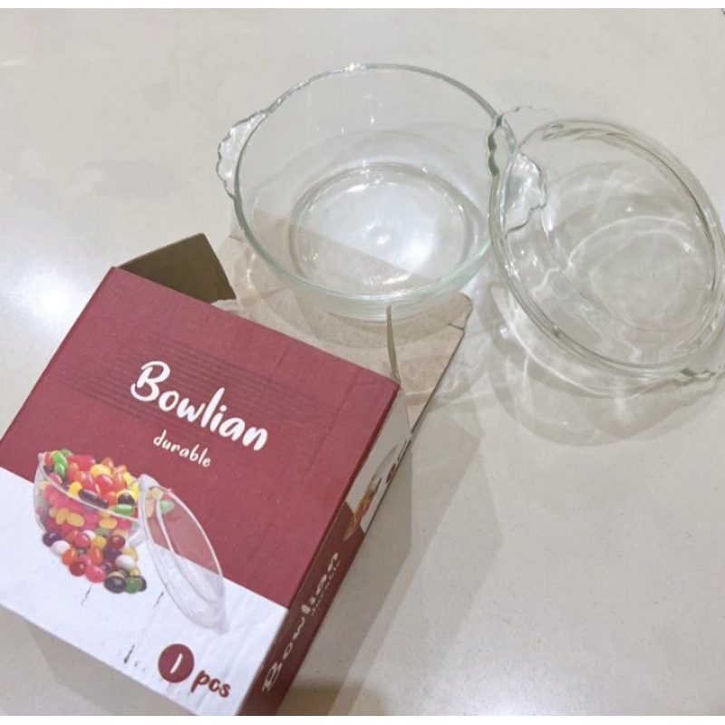 Mangkok Kaca Bowlian Tutup Kuping Kaca Mangkok Makanan Set