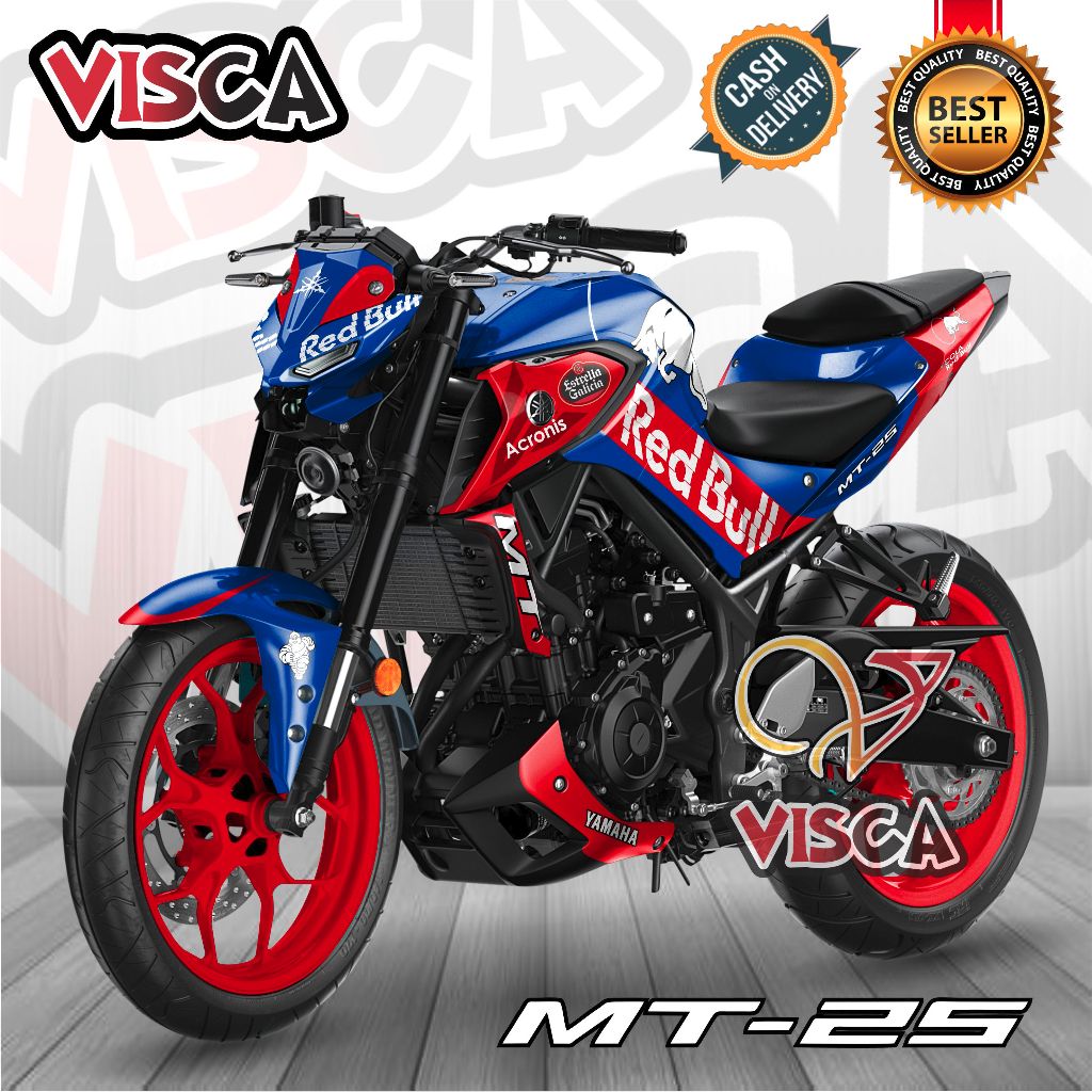 Stiker Decal Yamaha MT 25 NEW Dekal Mt 25 Striping Mt 25 Variasi Decal Mt 25 NEW Full Body REDBULL T
