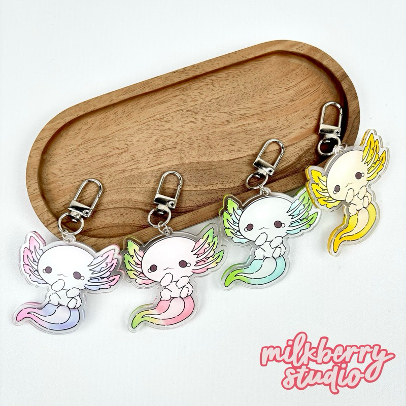 [milkberry studio] Axolotl Acrylic Keychain / Gantungan Kunci Akrilik Hewan Axolotl Cute Lucu