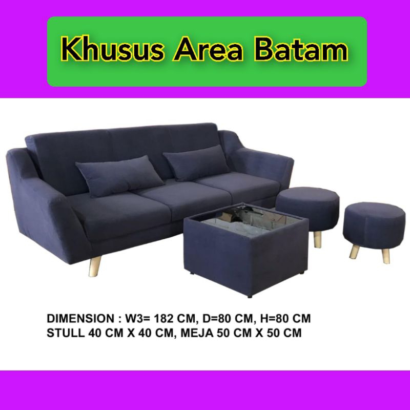 SOFA 3DDK-1MEJA-2STULL BULAT SIMPLE (KHUSUS BATAM)