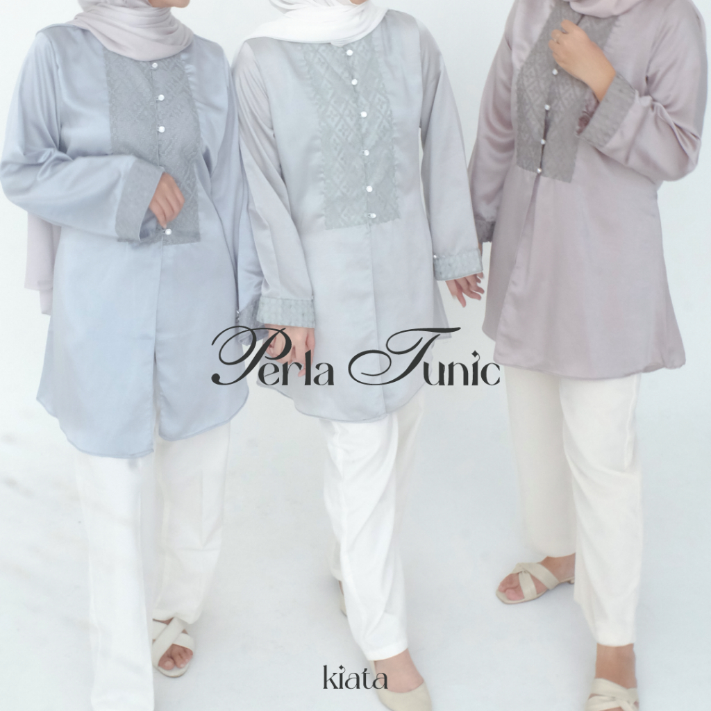 [LAST STOCK] Tunik Satin — Kiata | Perla Tunic Eid Series | Satin tunik raya lebaran kondangan