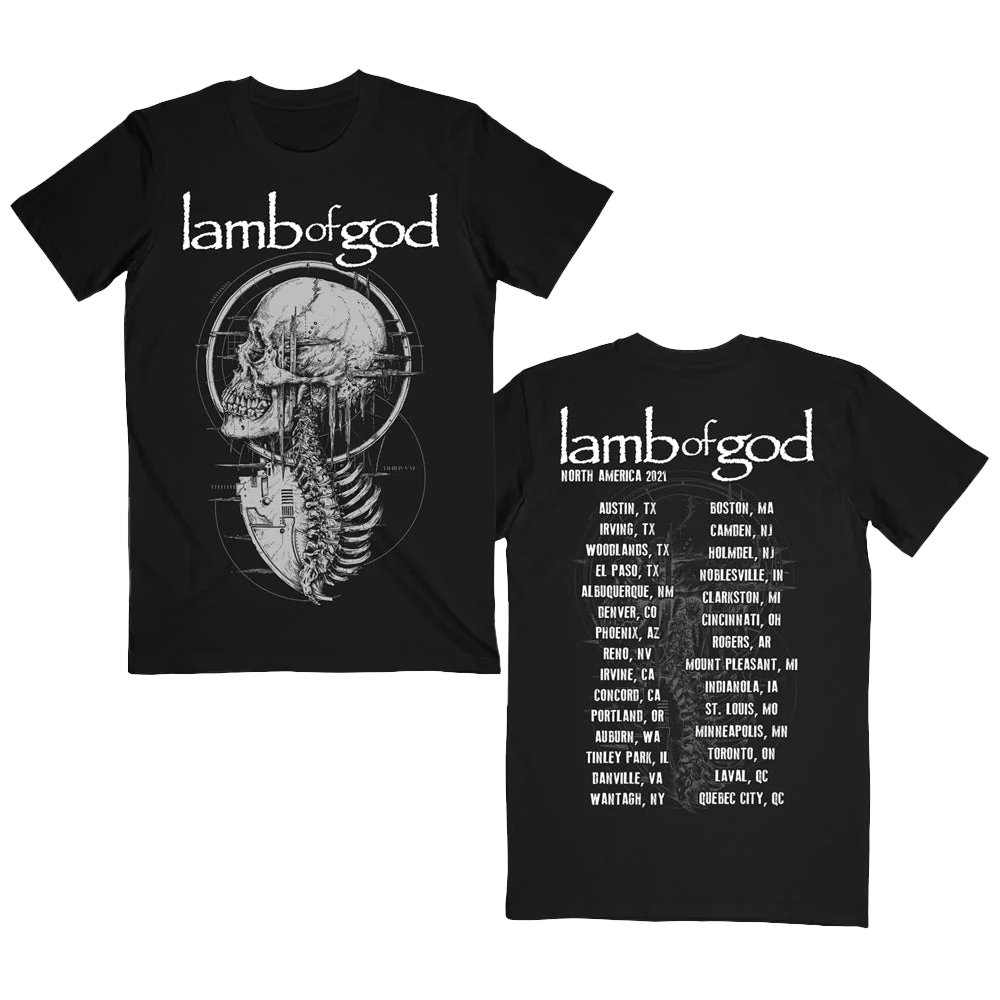 Kaos Lamb Of God Black Static Tour Premium T-Shirt Band Lamb Of God | Kaos Band Rock Kaos Band Metal