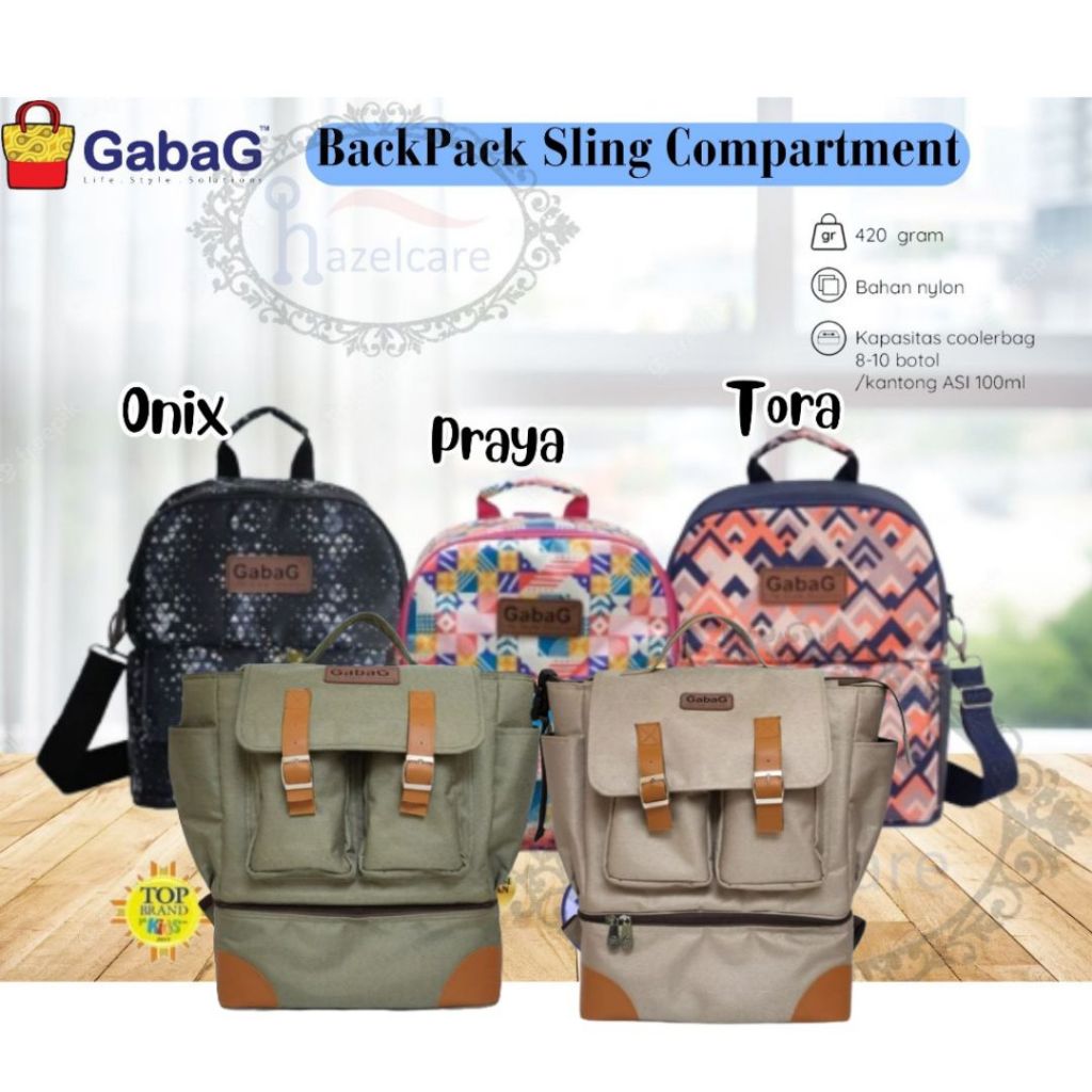 Gabag Cooler Bag  Backpack Sling Double Compartment Tora / Praya / Onyx / Jewel / Yuna / Peanut / Je