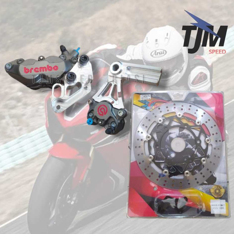 Kaliper Brembo 4P 2P Grey + Breket Depan Belakang Ninja RR + Disc PSM 320 MM