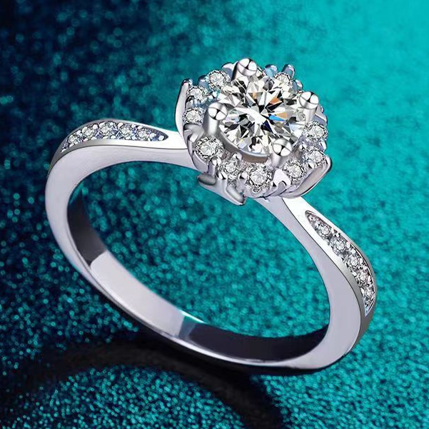 Cincin Moissanite Perak Asli 925 Cincin  Adjustable Ring Sertifikat GRA 1 Karat Original Aksesoris W