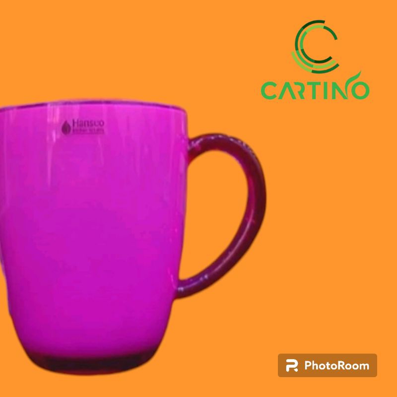 Gelas Mug teh ,susu, sirup, kopi, bisa untuk air hangat dan air dingin  Handle purple cantik elegant
