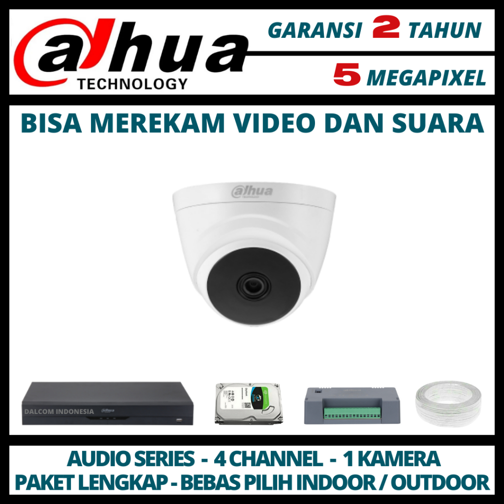 PAKET CCTV DAHUA 5MP DVR 4 CHANNEL 1 KAMERA