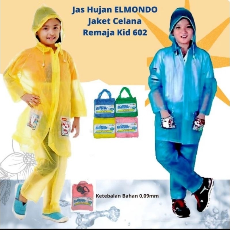 Jas hujan anak elmondo kidd 602 setelan/ jas hujan anak SD,SMP setelan