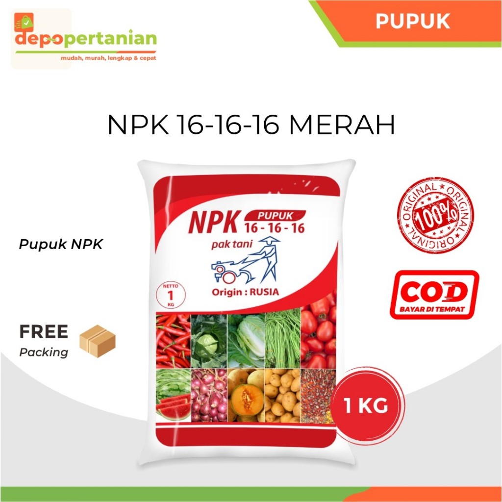 Depo Pertanian - Pupuk NPK 16-16-16 Merah Pak Tani 1 kg