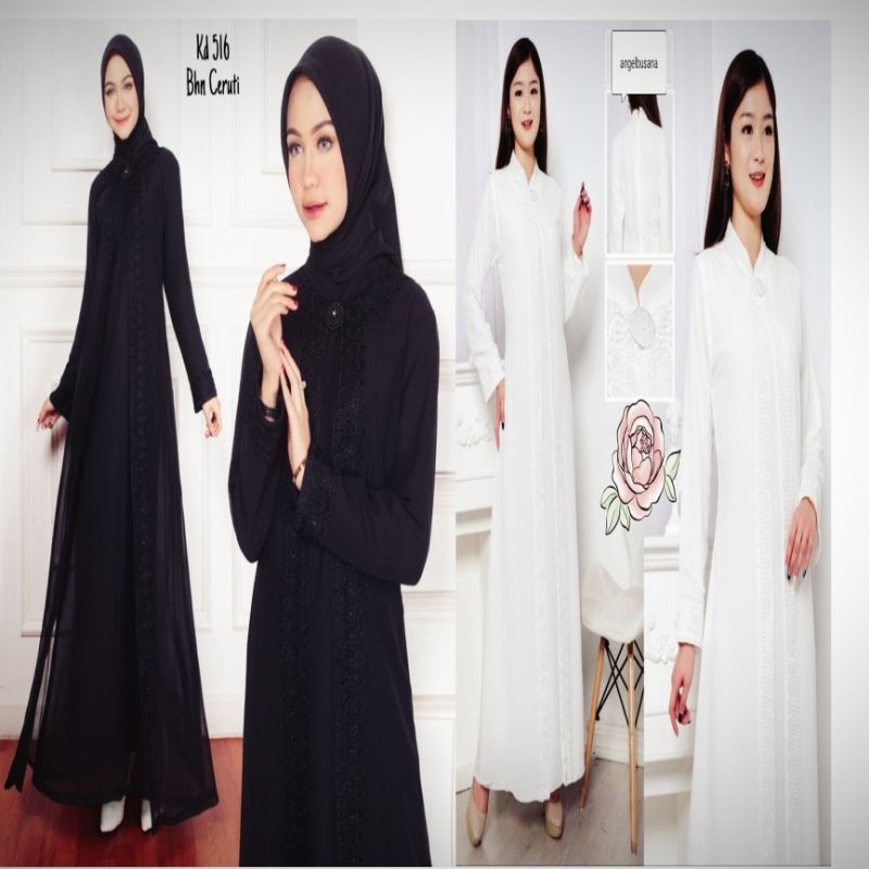 Gamis Putih Wanita Bahan Sifon Gamis Abaya Putih