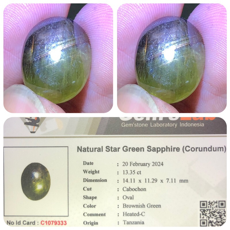 Natural green star saphire / batu saphire hijau tanzania