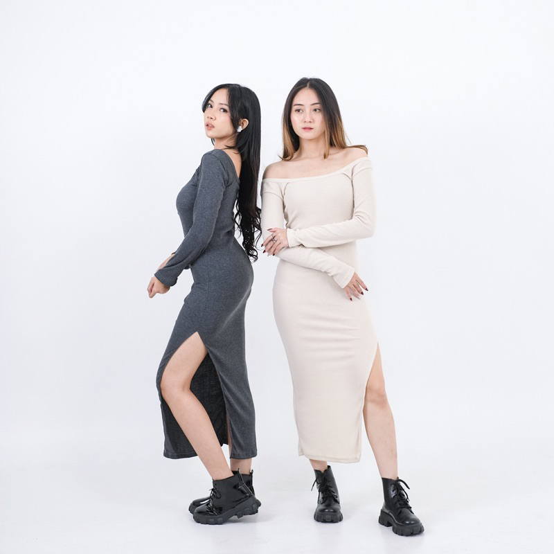 ELORA [Adele Long Dress] Dress Wanita | Long Dress | Style Korean | Dress Lengan Panjang