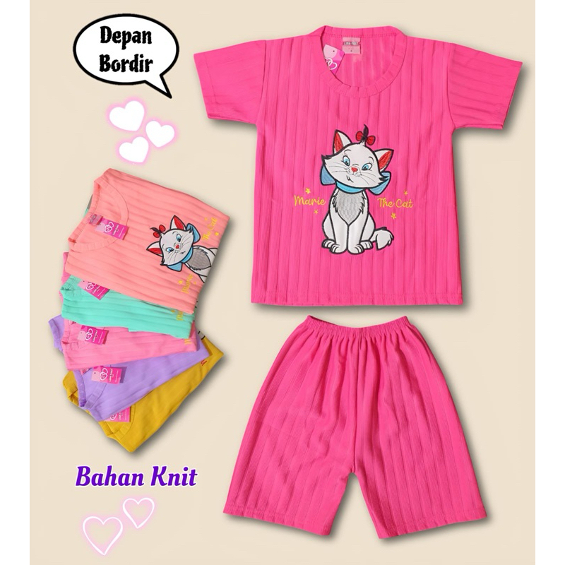 KNIT BAJU ANAK PEREMPUAN BAHAN KNIT GAMBAR BORDIR KUCING ANAK PEREMPUAN CEWE TERBARU 1-10 TAHUN