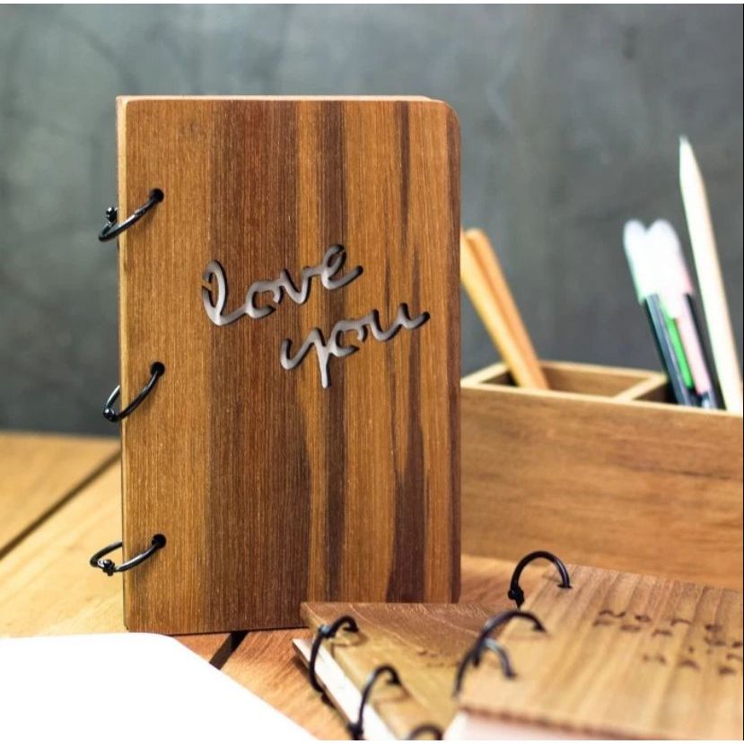 

Wooden Notebook - Love You