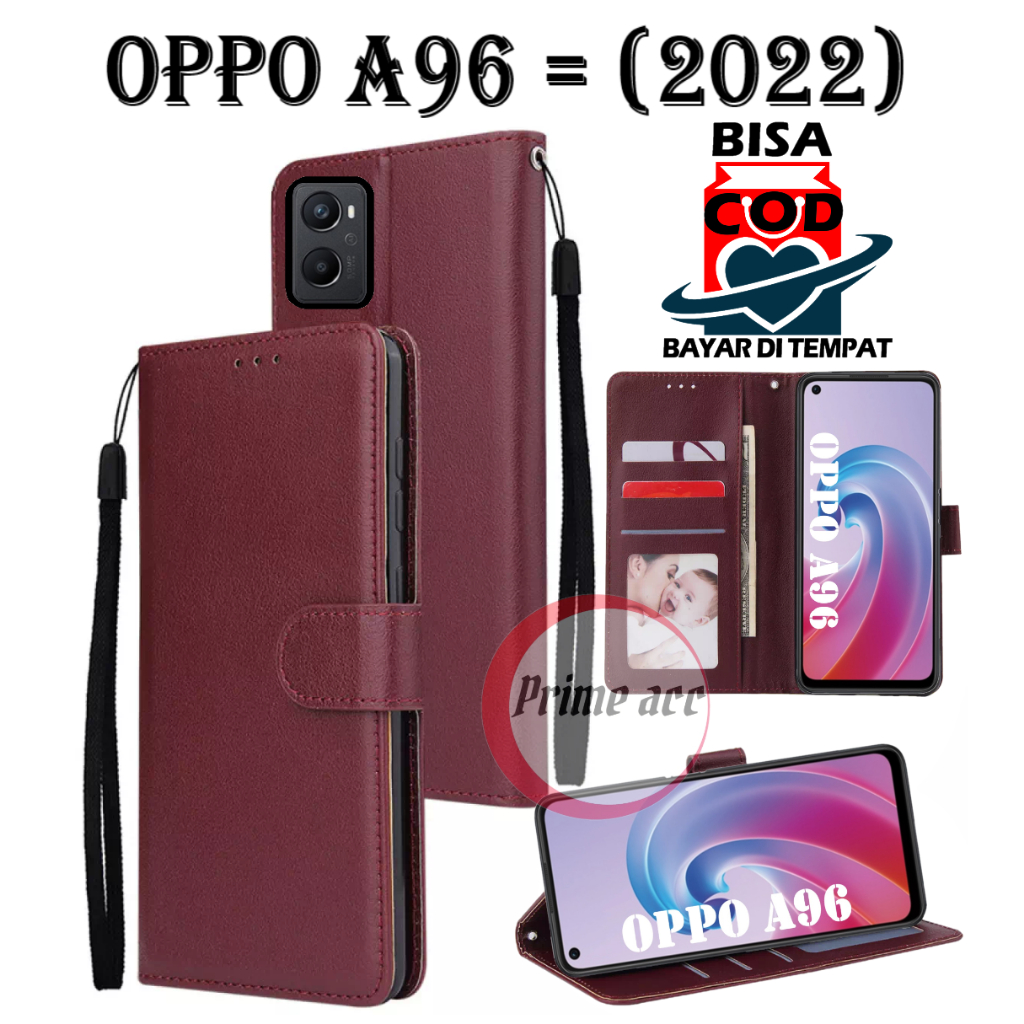 flip case OPPO A96 2022 leather case casing dompet handphone
