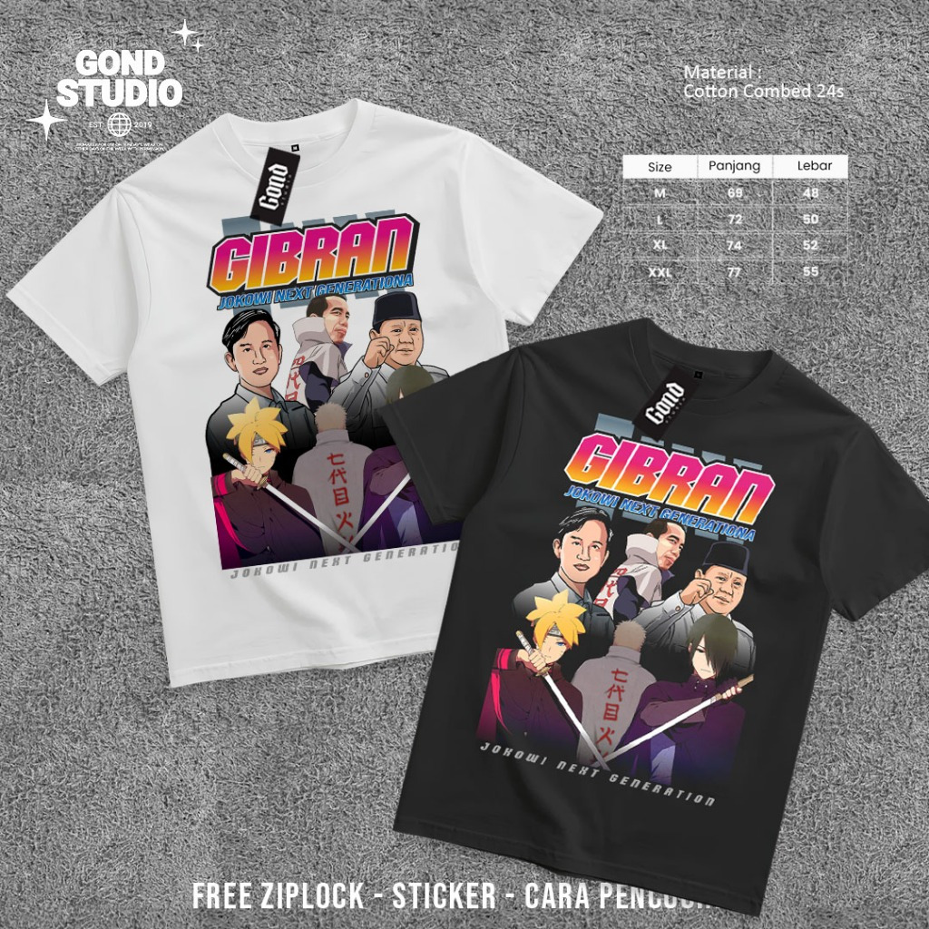 BAJU KAOS Gibran Prabowo Jokowi Next Generation Indonesia