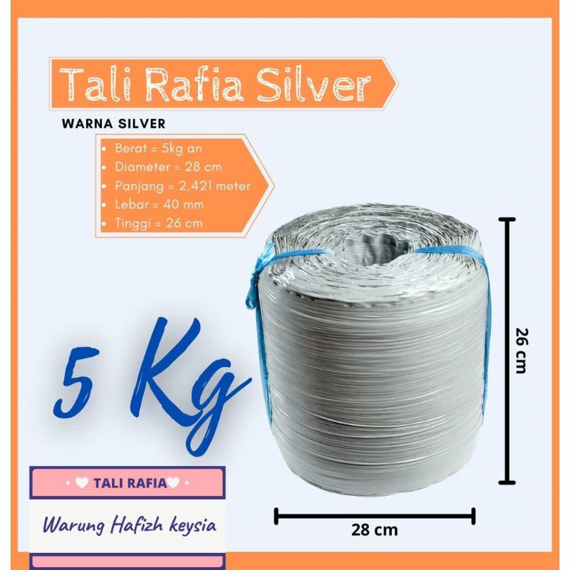 

tali rafia plastik warung Hafizh keysia warna silver ukuran -+5kg di jakarta