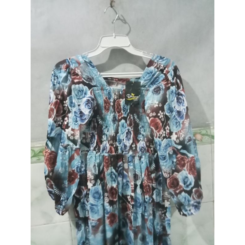 Dress rayon bunga smoke